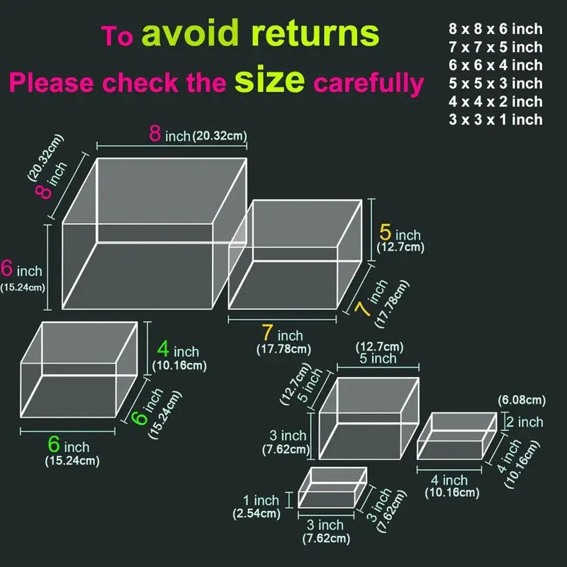 Six Transparent Acrylic Boxes for Displaying Buffet Stands And Supports, Party Food Display Stands, Buffet Tables, And Party Food Supports