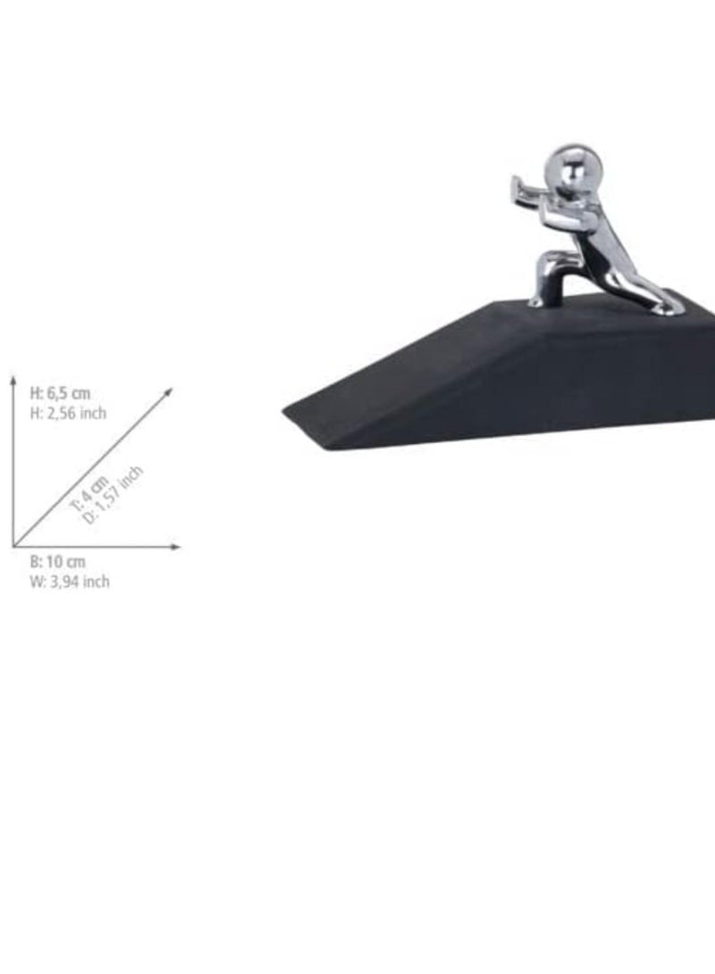 Premium Quality Hercules Doorstop Rubber/Steel, Black/Chrome
