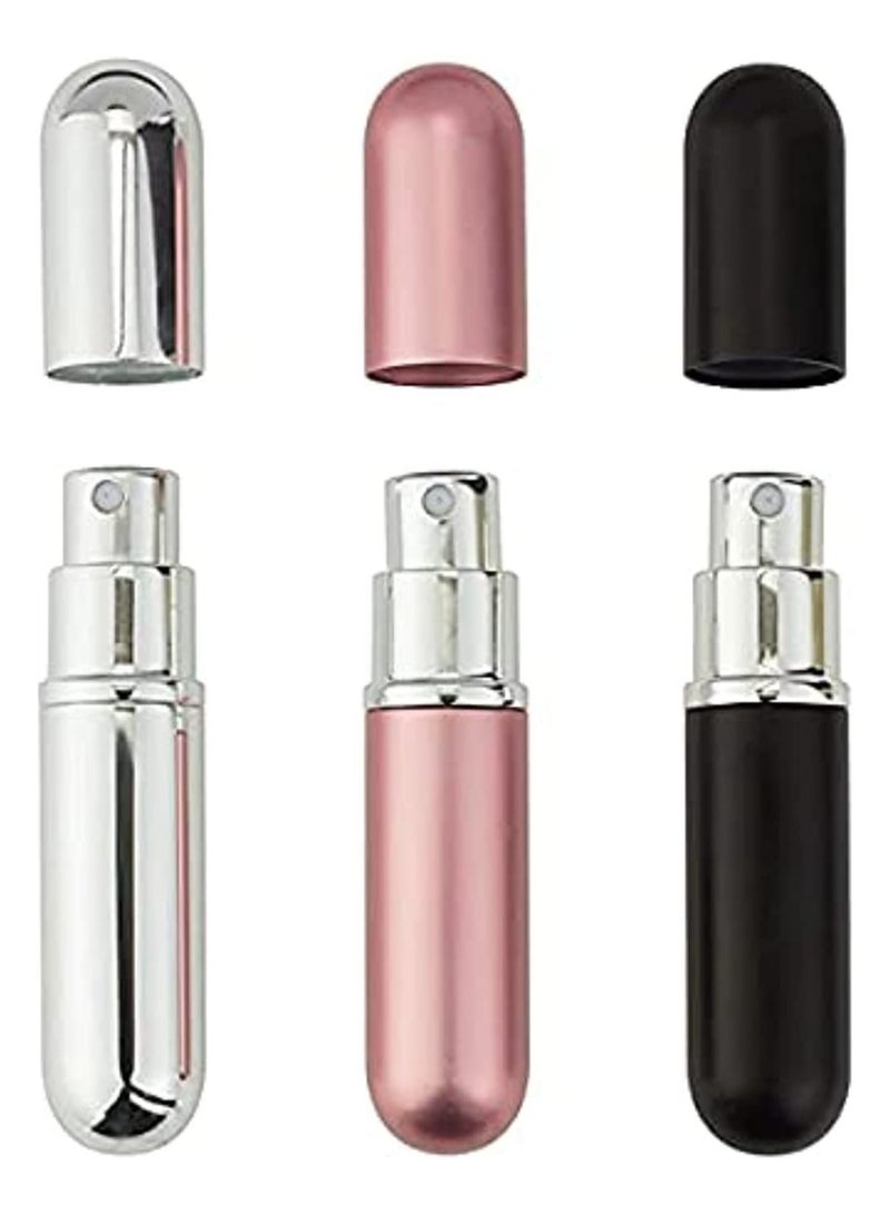 3-Piece Refillable Perfume Atomizer Sliver/Pink/Black