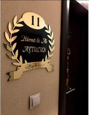 Custom Family Crest Name Plate – Royal Laurel Wreath Design