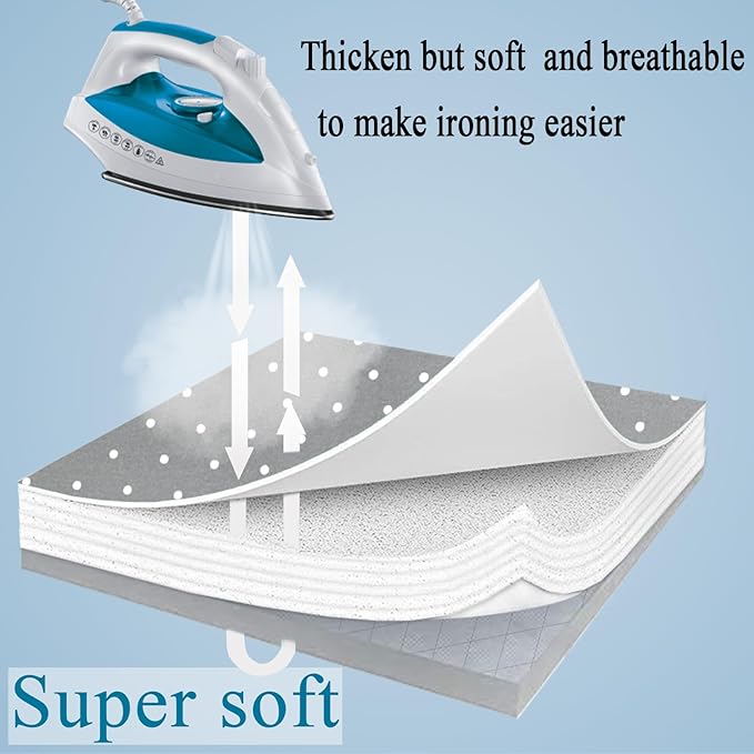 Extra Large Ironing Board Cover | 100% Cotton Top with Thick Padding | Scorch & Heat Resistant | Easy Fit Drawstring Design (Gray Dot, XXL)