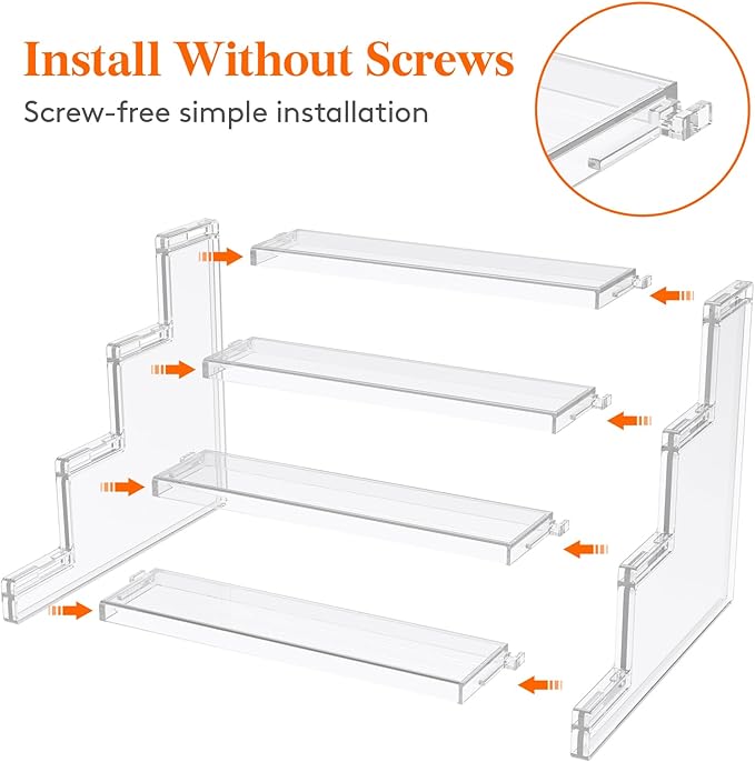 Lifewit 4 Tier Clear Display Stand, Pack of 1 Plastic Display Stands, Plastic Organizers for Figures, Cupcake, Perfume, Dessert, Organization and Decoration