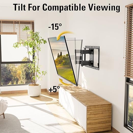 Full Motion TV Wall Mount for 32–65 Inch TVs | Swivel, Tilt & Extend Dual Arm TV Bracket | Heavy Duty Articulating Wall Mount for LED, LCD, 4K & Smart TVs