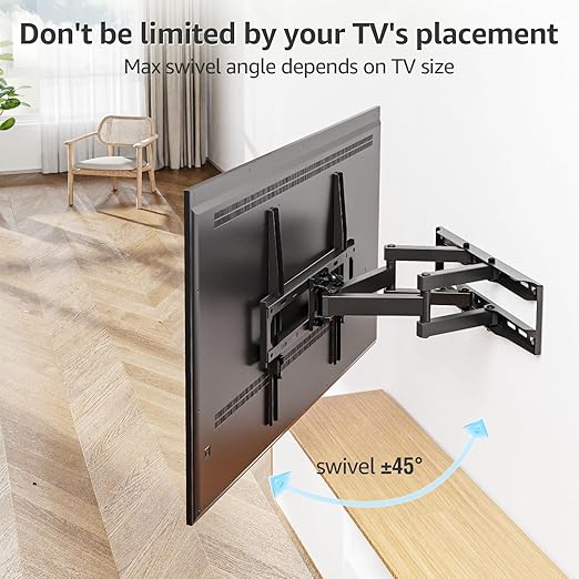 TV Wall Mounts | Full Motion TV Wall Mount for 26–55 Inch TVs | Dual Swivel Articulating Arms | Heavy Duty Bracket for Flat & Curved Screens up to 88 lbs
