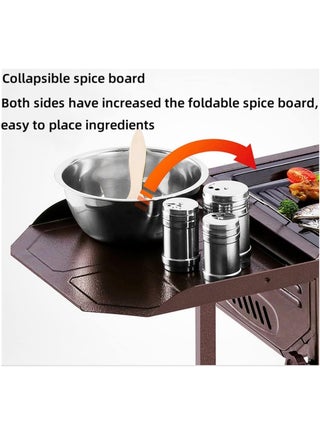 Foldable Stainless Steel Charcoal Barbecue Grill – Portable Outdoor & Camping BBQ Grill for 5-15 People, Ideal for Home & Picnic Use (Brown)