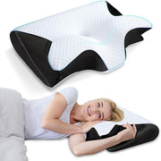 Cervical Memory Foam Pillow – Contoured Neck Support with Adjustable Height | Cooling Tencel Cover for Side