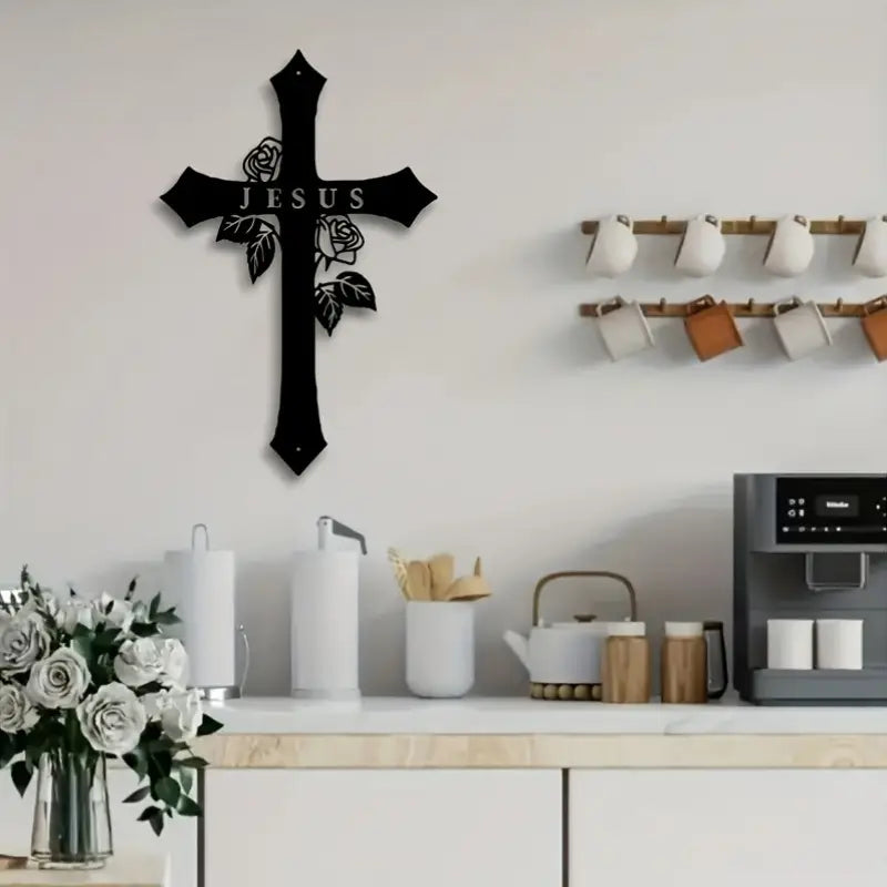 Jesus Cross With Roses - Christian Home - Christmas & Baptism - Church & Home