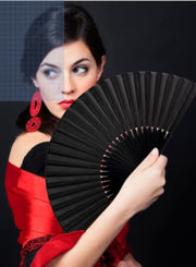 2 Pieces Folding Hand Fan, Black Silk Fabric Bamboo Ribs Hand Held, Chinese Japanese Vintage Silk Fans Fan for Wedding, Dancing, Church, Party, Gift Gift, DIY Creating