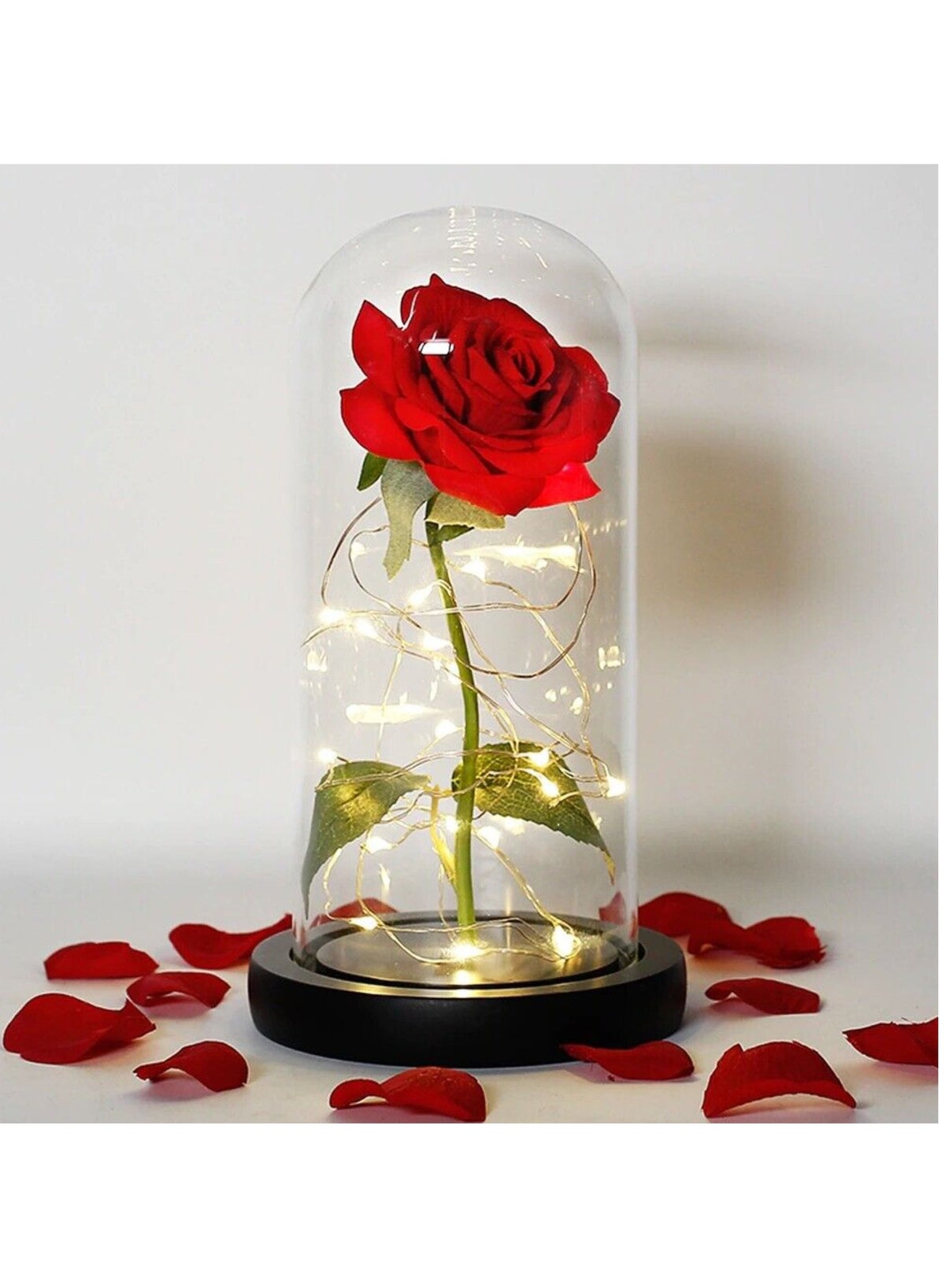 1 Pc Red Forever Rose in Glass Dome with LED