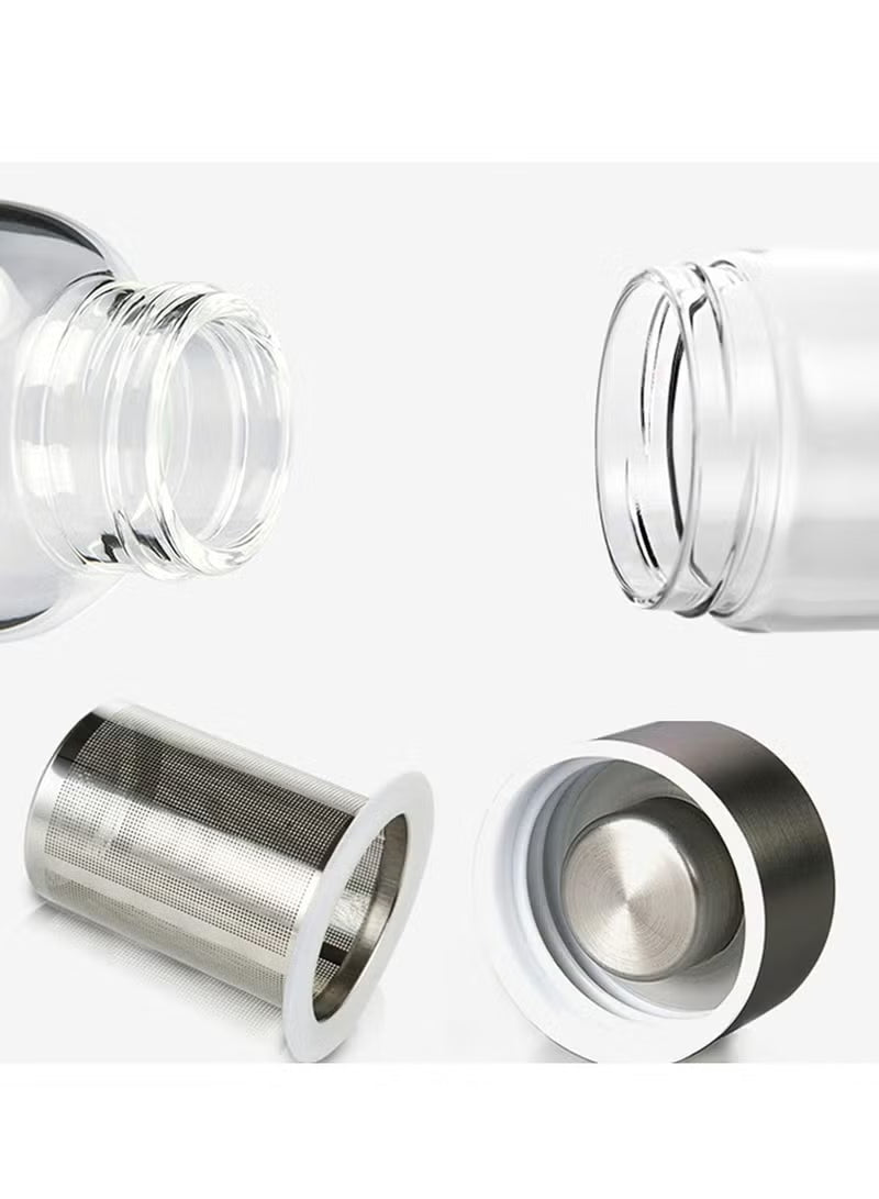 Sports Water Bottle With Teapot And Gray Protective Bag, High Temperature Resistant Glass Water Bottle 500ml