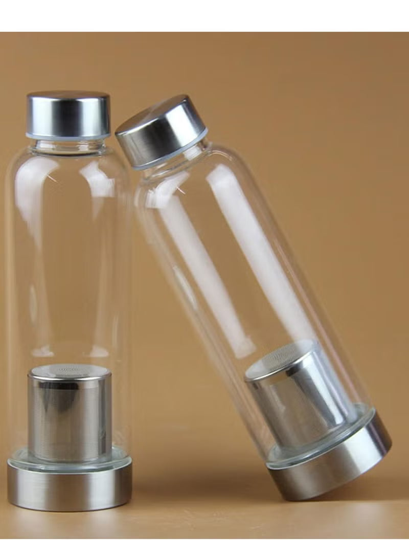 Sports Water Bottle With Teapot And Gray Protective Bag, High Temperature Resistant Glass Water Bottle 500ml