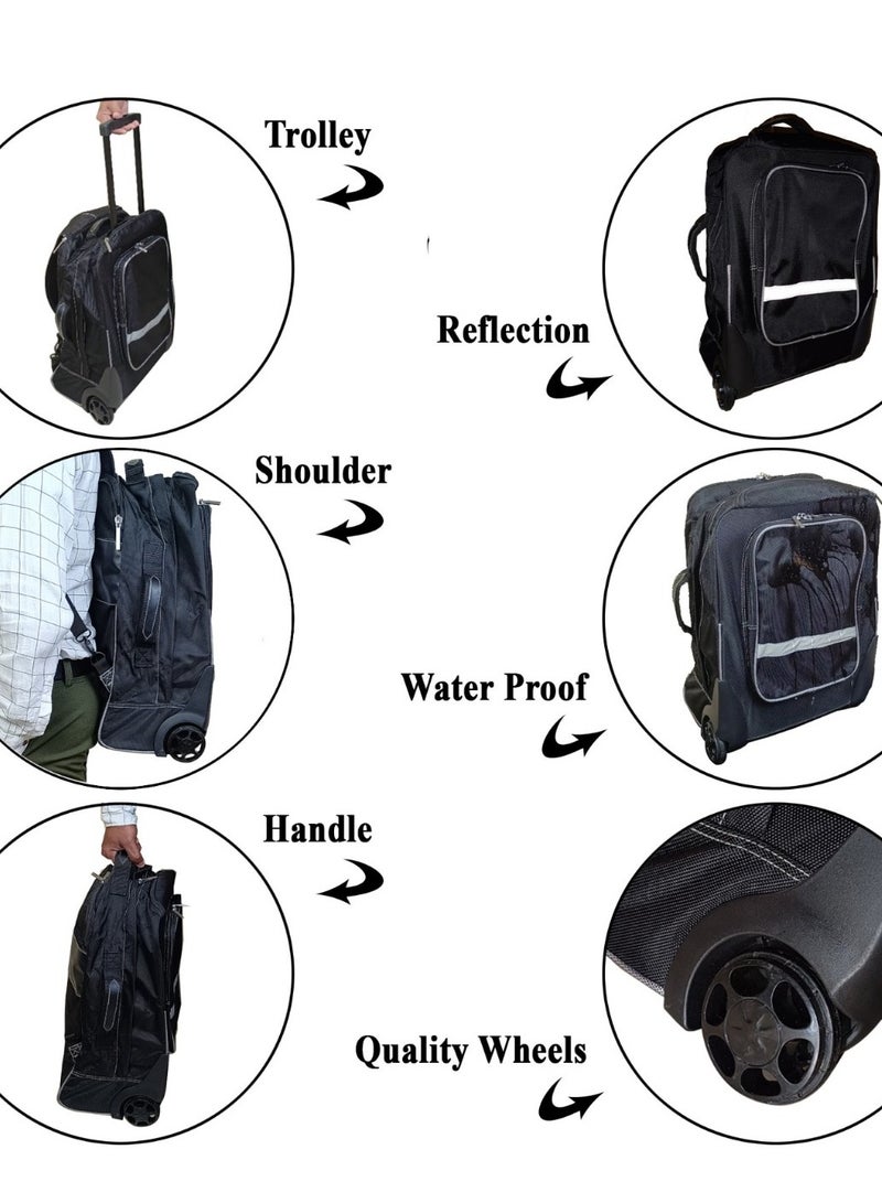 Wheeled Rolling Backpack Double Handle Rolling Backpack For Boys And Girls Travel Trolley Bag