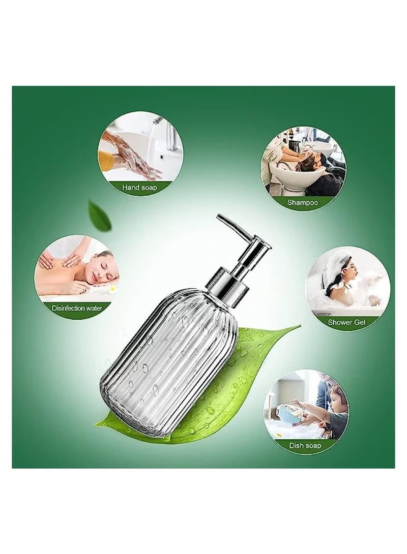 2PACK 18 Oz Glass Soap Dispenser with Rust Proof Stainless Steel Pump, Home Appliances Accessories Soap Dispenser
