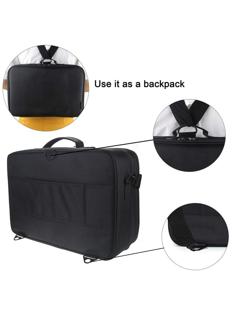 Makeup Case Large Makeup Bag Professional Train Case 16.5 inches Travel Cosmetic Organizer Brush Holder Waterproof Makeup Artist Storage Box, 3 Layer Large Capacity (BLACK)