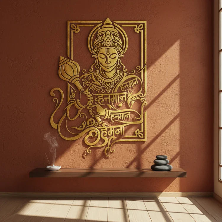 Lord Hanuman Portrait Calligraphy Acrylic Art - Strength & Devotion