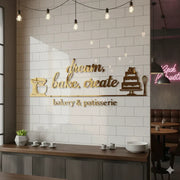 3D Acrylic Bakery Wall Art | Dream Bake Create Cafe Decor