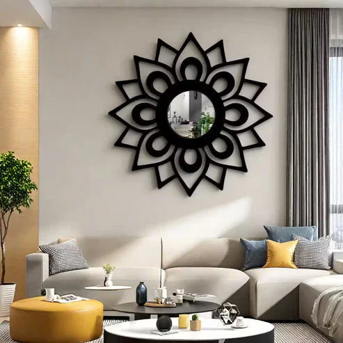 Sunflower Wooden Wall Mirror Art | Nigz Decor