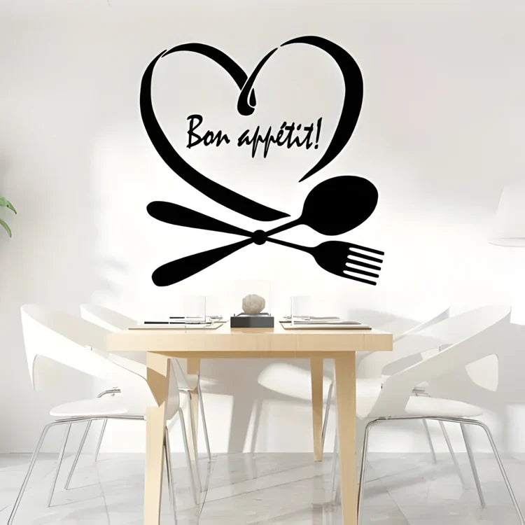 Spoon & Fork with Heart Acrylic Wall Decal | Beautiful Kitchen Decor for UAE Homes & Restaurants