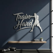 "Train Hard" Acrylic Wall Art - Boxer & Gym Motivation Decor