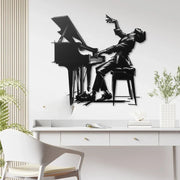 Expressive "Passionate Pianist" Black Acrylic Wall Art – Piano Silhouette Decor