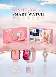 Wisme X60 Mini Smart Watch Pink – 3-Step Smart Health Tracking, AMOLED Display