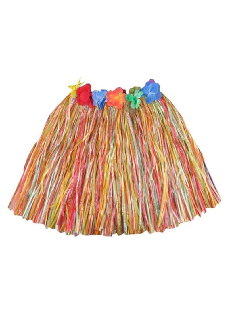10Pcs Hawaiian Hula Dancer Grass Skirt With Flower Costume Set