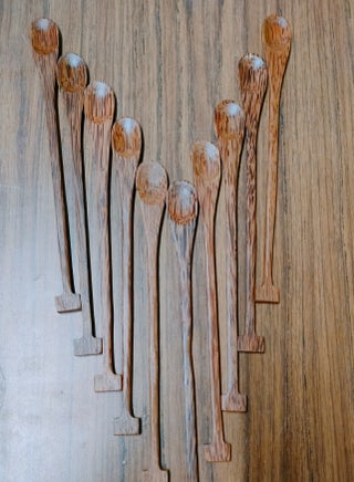 10PCS 10 Inch Wooden Long Spoons, Kitchen Wooden Cooking Spoon, Korean Style Soup Spoons, Suitable for Eating Mixing Stirring, Soup Stews (Brown)