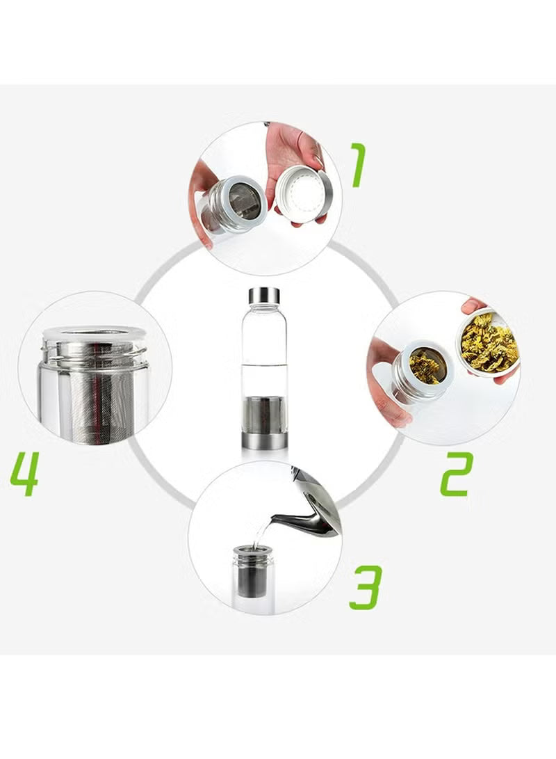 Sports Water Bottle With Teapot And Gray Protective Bag, High Temperature Resistant Glass Water Bottle 500ml