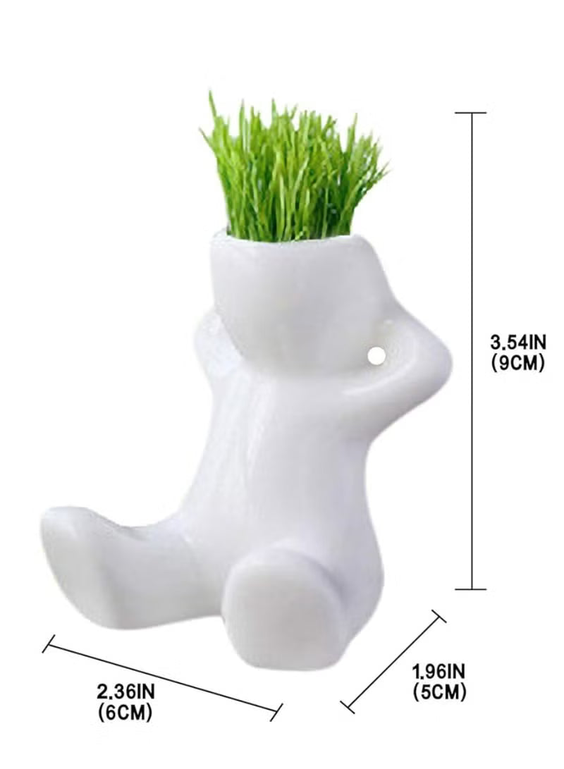 Human Shaped Succulent Planters Cute Ceramic Succulent Plant Pot Creative Mini White Pot Small