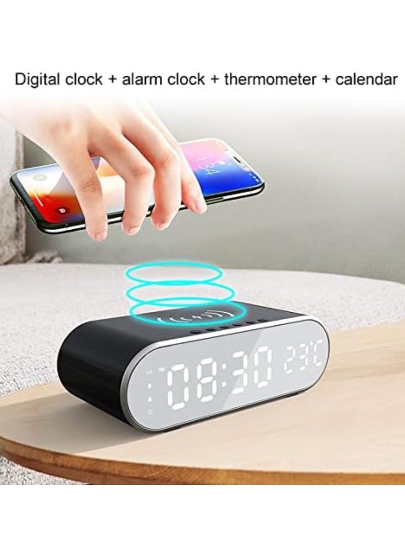 Alarm Clock with Wireless Charging, New 15W Faster Charging, Alarm Clocks for Heavy Sleepers Adults, Digital Alarm Clock for Bedroom, Home, or Office (Black)