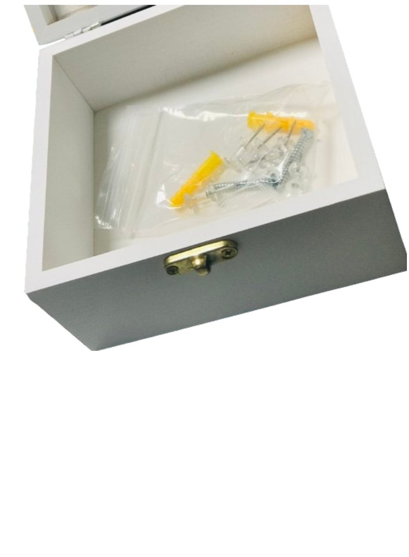 Wooden Square Hinged Storage Boxes Craft Gift Storage Container Dust Jewelry Box White