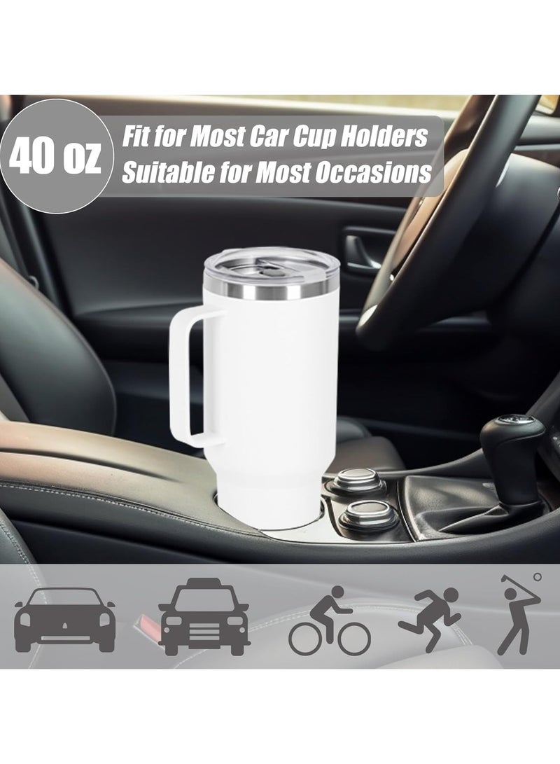 " Travel Mug with Handle and Straw - Stainless Steel, Leak-Proof, Vacuum Insulated Coffee Mug with Lid for Hot & Cold Beverages"