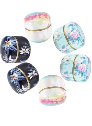 Metal Empty Tins Box, Round Gift Candy Loose Tea Storage Organizer Flower Tinplate Containers  Mini Reusable for Tea Candy DIY Candle Wedding Party Favor Gifts 2 Pcs Assorted