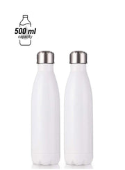 500ML Stainless Steel Vacuum Insulated Water Bottle Cola Shape Bottle Keep 12 Hours Cold & Hot Reusable Metal Leak-Proof Sports Flask Pack Of 2