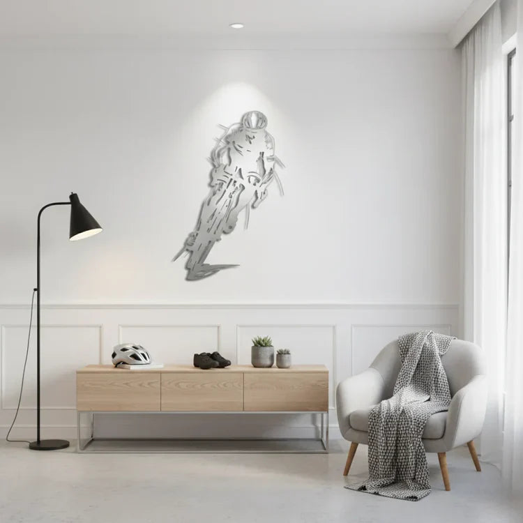 Dynamic Acrylic Road Cyclist Wall Art Silhouette - Abstract Racing Design