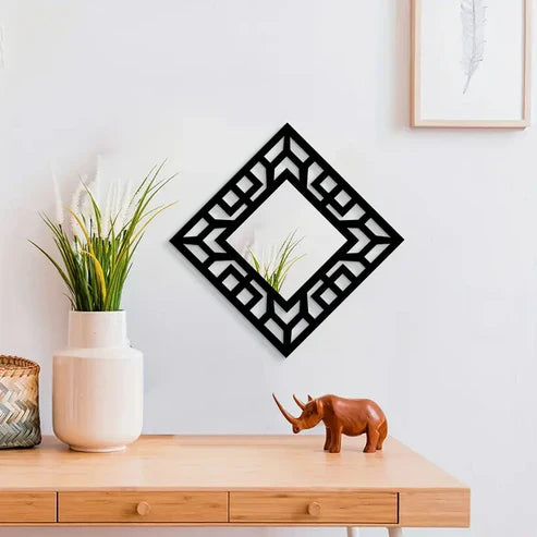 Vintage Square Wall Mirror  Hollow Pattern Mirror Wall Hanging with Acrylic Frame | Nigz Decor