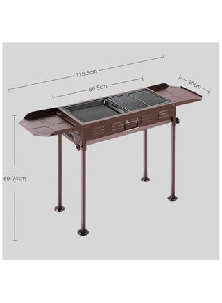 Foldable Stainless Steel Charcoal Barbecue Grill – Portable Outdoor & Camping BBQ Grill for 5-15 People, Ideal for Home & Picnic Use (Brown)
