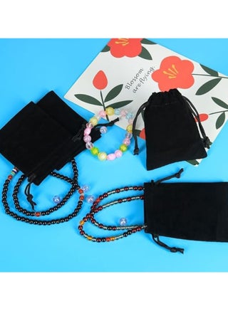 10Pcs Velvet Drawstring Bags Wedding Gift Bags Velvet Cloth Jewelry Pouches/Black H36xL25CM