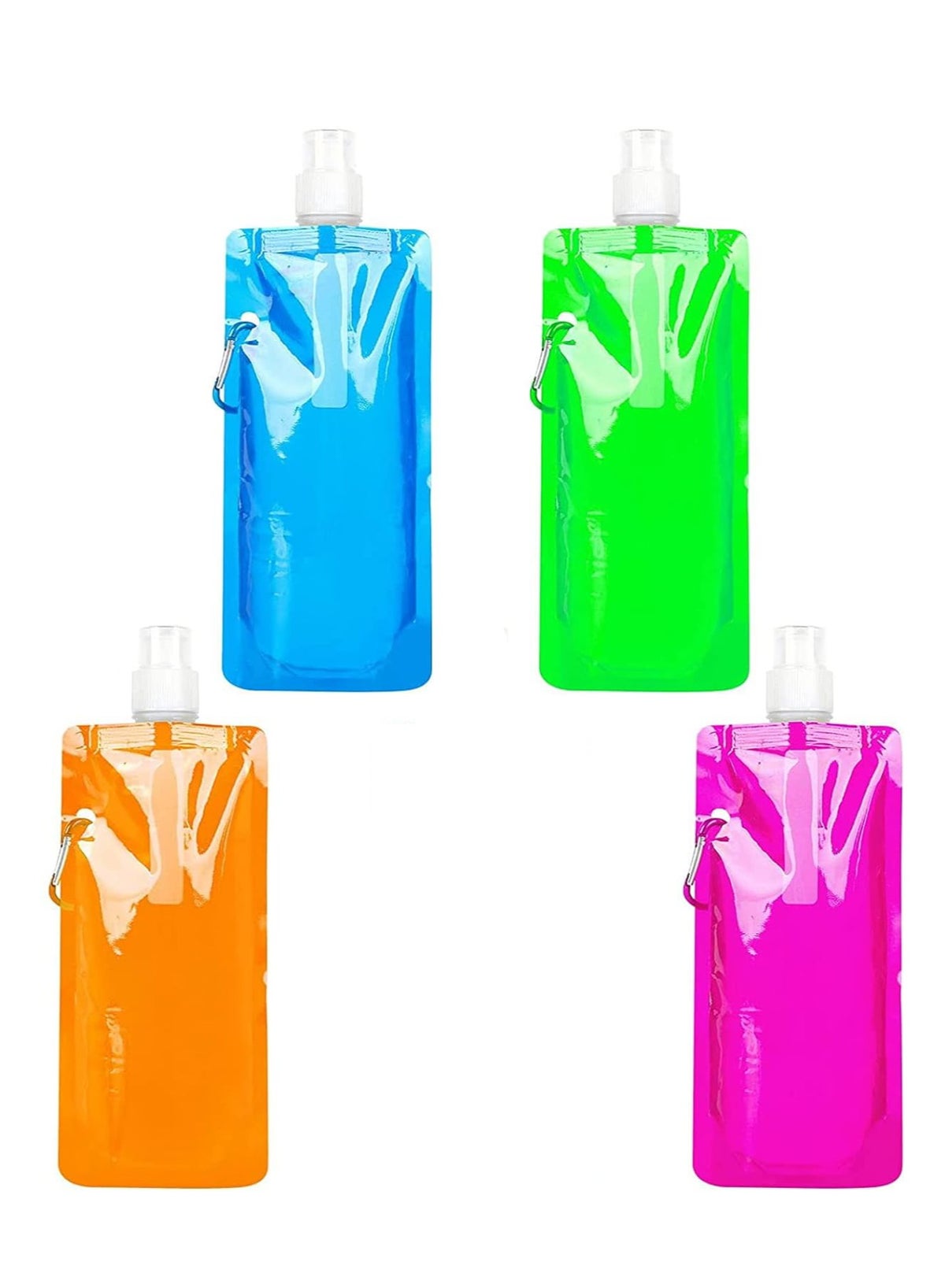 Foldable Sports Bottle,4 Pcs Colorful Reusable Drink Pouches Bags,480ml Collapsible Water Bottles for Outdoor Sports,Biking,Hiking,Travel