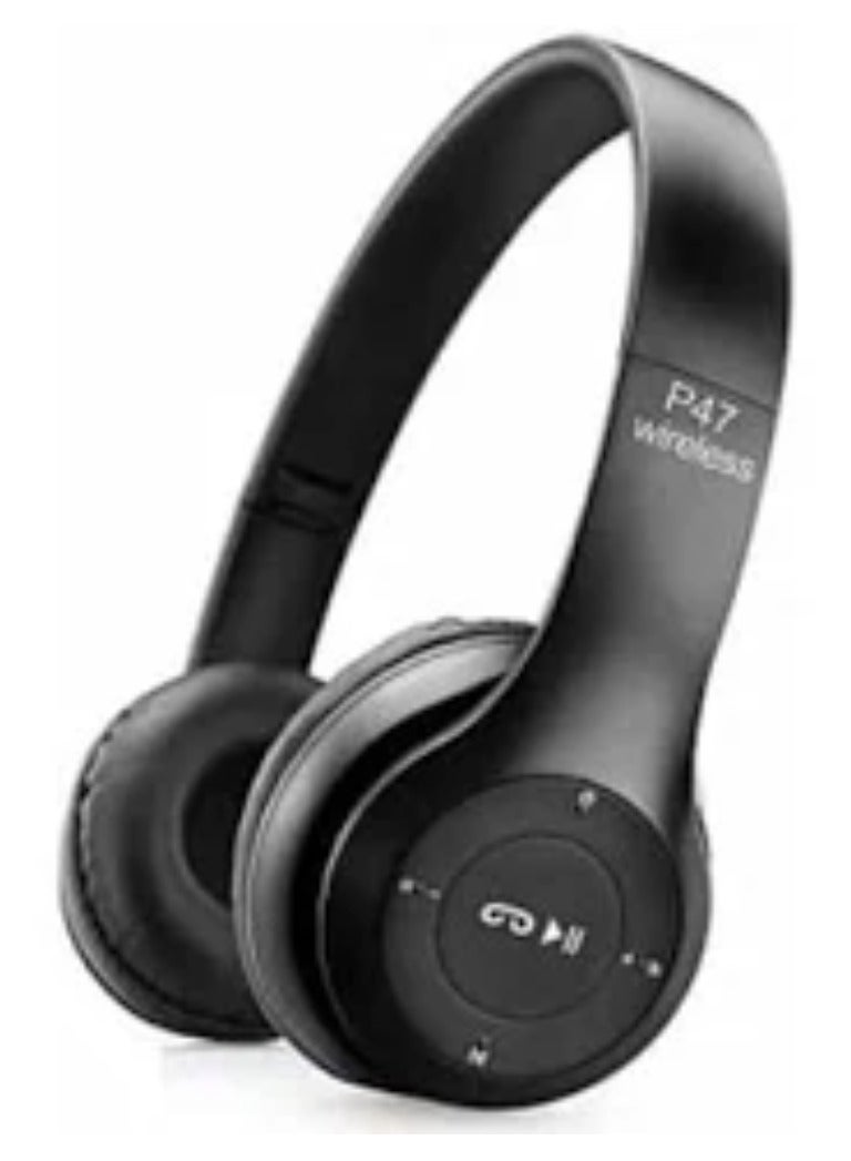 P47 Bluetooth wireless over The headphones Black