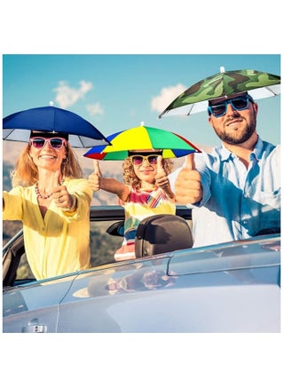 Umbrella Hat 65CM Sunscreen Windproof Hands Free Head Cap UV Protection Hats Mounted Top Folding for Fishing Beach Golf Sunshade Outdoor, Blue