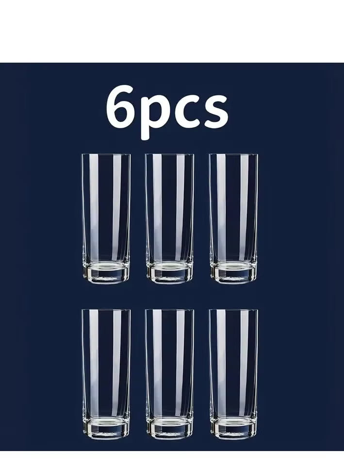 Set of 6 High-Quality Glass Tumbler Cups for Juice and Cold Beverages, Handblown Thick Lead-Free Insulated Glassware, Multipurpose Drinking Glasses, Hand Wash Only - Reusable Clear Glass Drinkware 130 ml