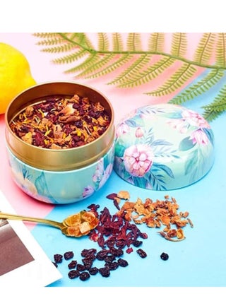 Metal Empty Tins Box, Round Gift Candy Loose Tea Storage Organizer Flower Tinplate Containers  Mini Reusable for Tea Candy DIY Candle Wedding Party Favor Gifts 2 Pcs Assorted