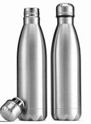 1000ml Stainless Steel Water Bottle Double Walled Sports Water Bottle Vacuum Insulated Cola Shape Travel Thermal Flask Free, Silver SUS304