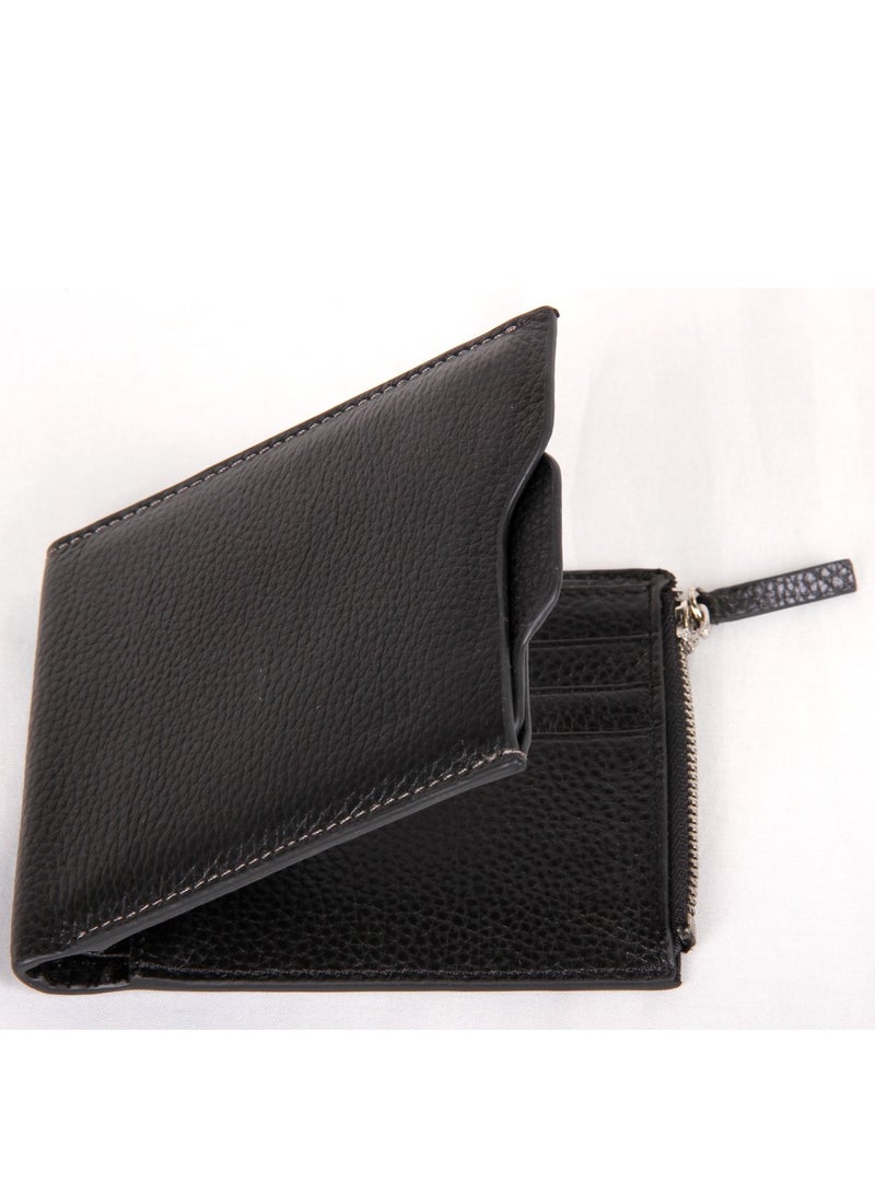 Slim Wallet for Men Genuine Leather Protected Purse Black
