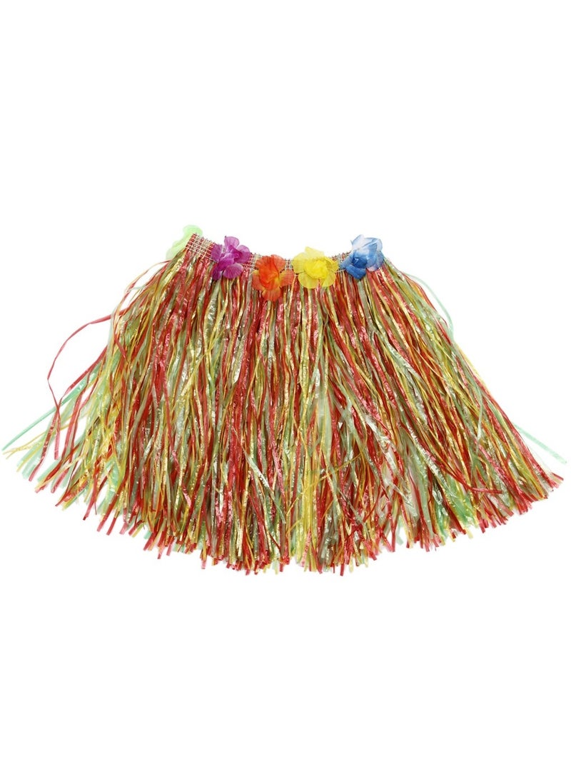 10Pcs Hawaiian Hula Dancer Grass Skirt With Flower Costume Set
