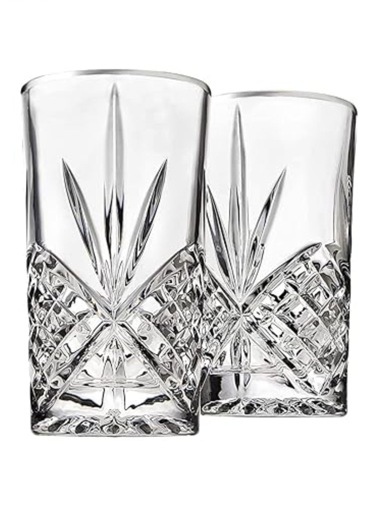 Highball Glasses Set of 2, 250ml Cups, Textured Designer Glassware for Drinking Water, or Soda, Trendy and Elegant Dishware, Dishwasher Safe
