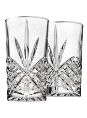 Highball Glasses Set of 2, 250ml Cups, Textured Designer Glassware for Drinking Water, or Soda, Trendy and Elegant Dishware, Dishwasher Safe