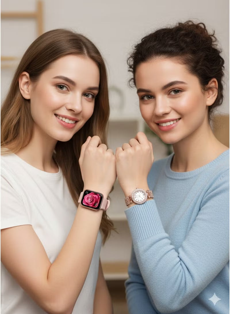 Wisme X60 Mini Smart Watch Pink – 3-Step Smart Health Tracking, AMOLED Display