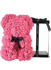 Rose Bear Gift Rose Teddy Bear On Every Rose Bear Flower Bear Perfect for Anniversaries Clear Gift Box Included Pink 10Inch Height